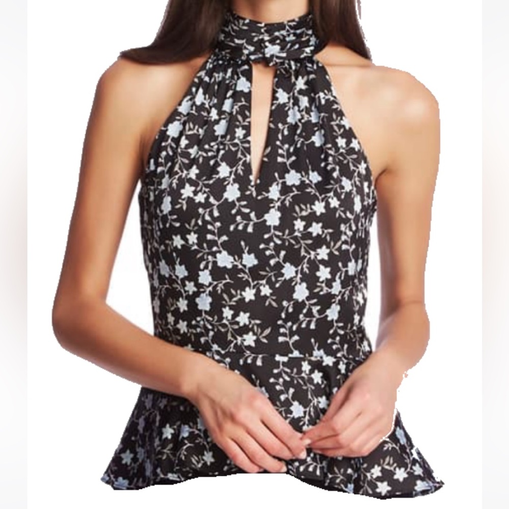 1.State black sleeveless flattering blouse